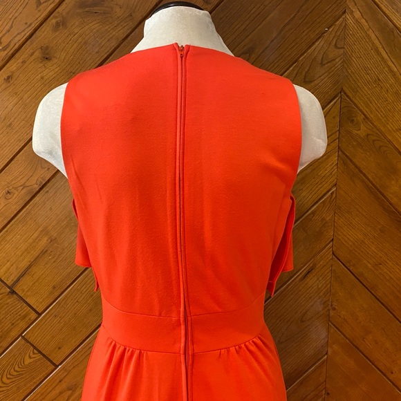 Vintage 60s Orange Maxi Dress Disco V-Neck Ruffled Knit Leslie Fay Knit Party - Picture 7 of 8